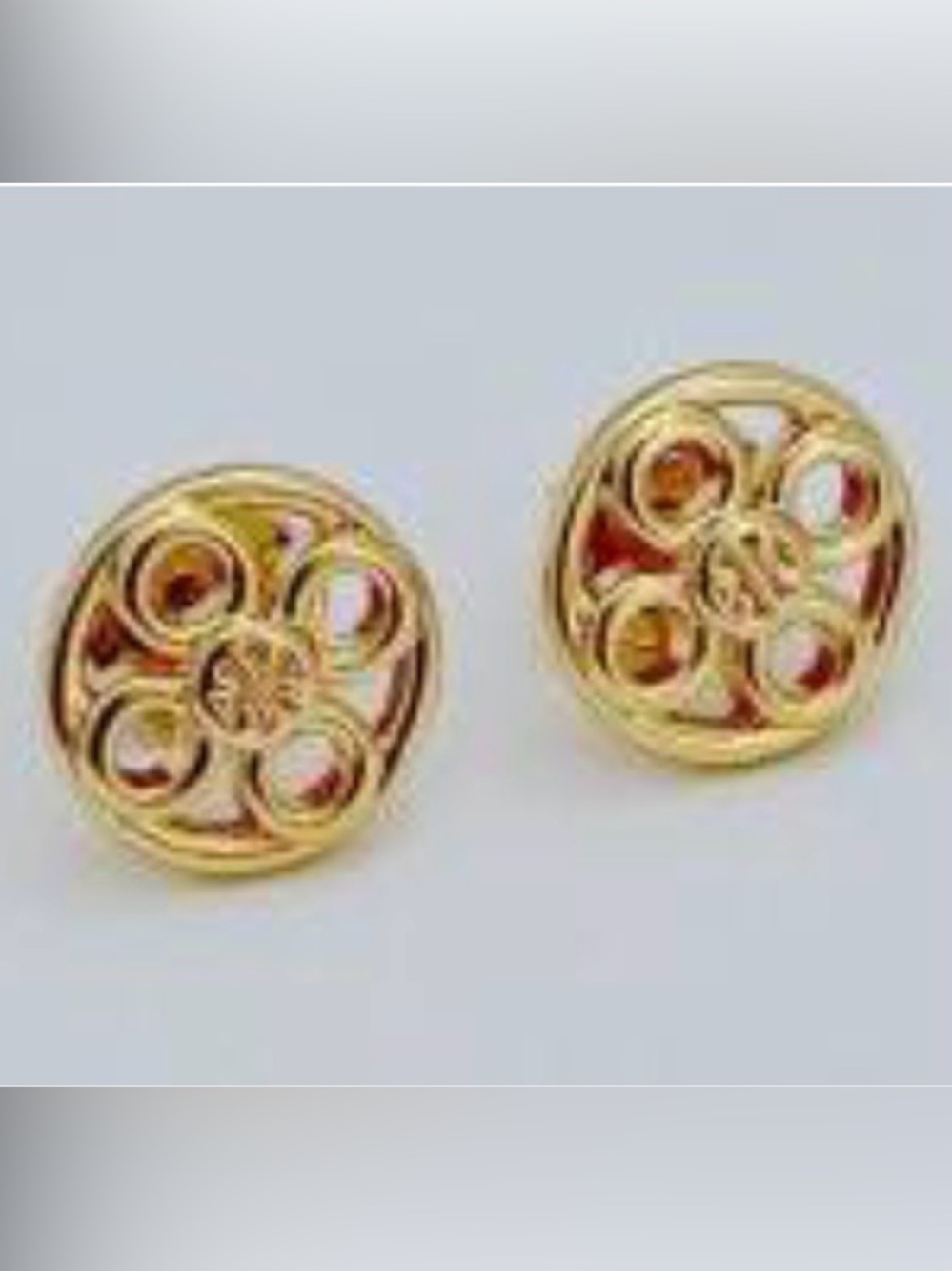 Tory Burch Clover Flower Logo Round Stud Earrings